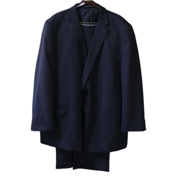 Petrocelli Charcoal Pinstripe Wool Suit Suspenders 58R Mens Tailored Classic - Picture 1 of 13